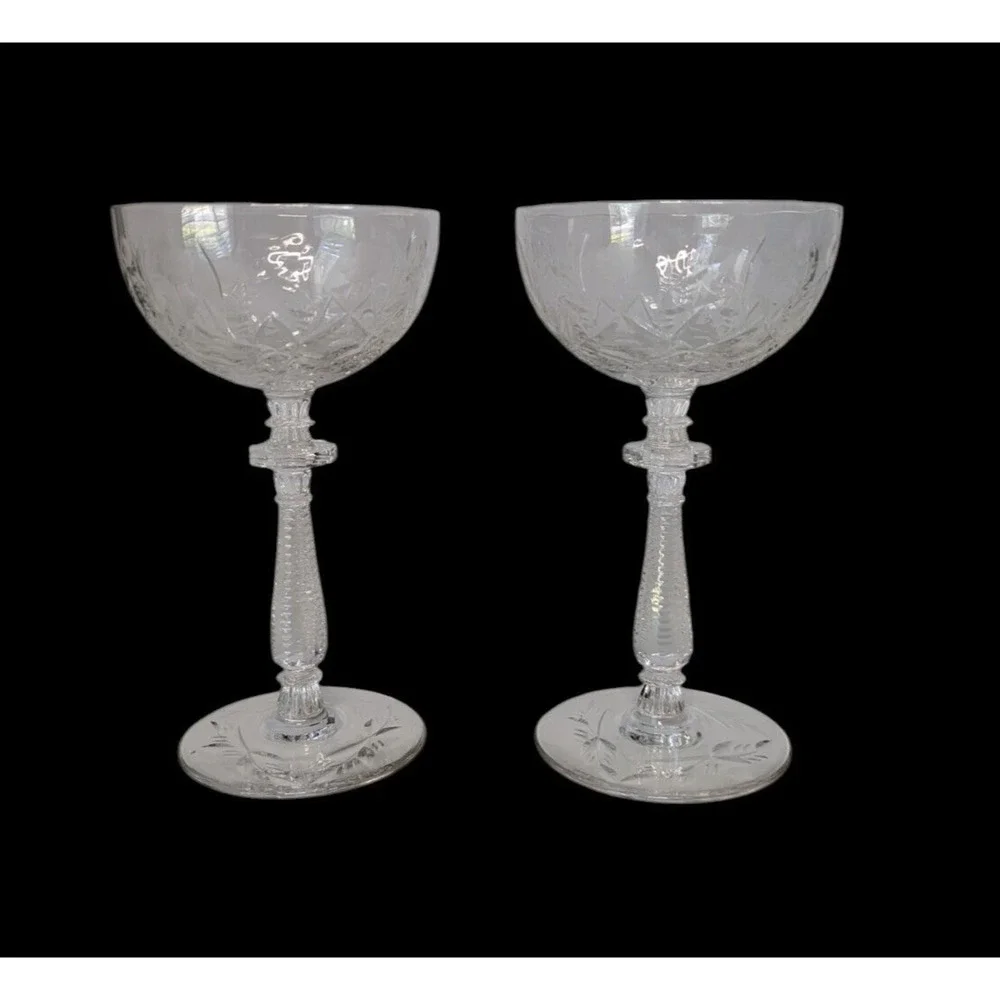Vintage Rock Sharpe Set of 2 Liquor Cocktail Denbeigh Floral Glasses 5.5